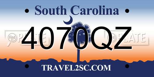 4070QZ South Carolina License Plate