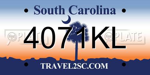 4071KL South Carolina License Plate
