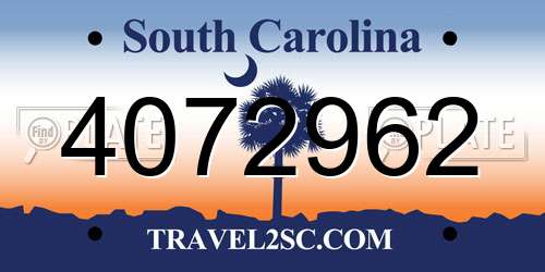 4072962 South Carolina License Plate