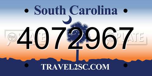 4072967 South Carolina License Plate