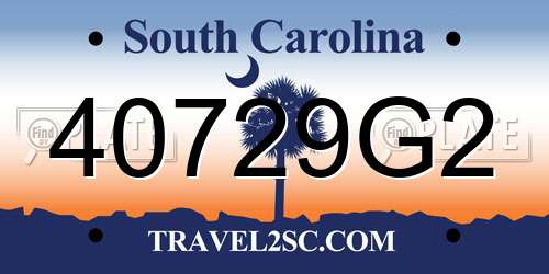 40729G2 South Carolina License Plate