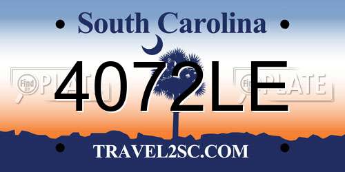 4072LE South Carolina License Plate