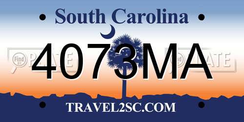 4073MA South Carolina License Plate