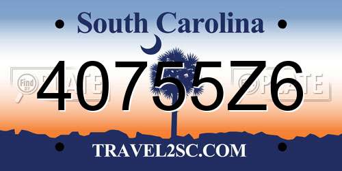 40755Z6 South Carolina License Plate