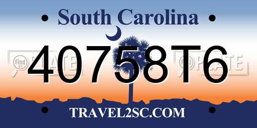 40758T6 South Carolina License Plate