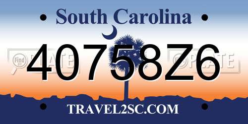 40758Z6 South Carolina License Plate