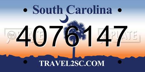 4076147 South Carolina License Plate