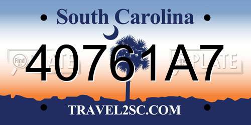 40761A7 South Carolina License Plate