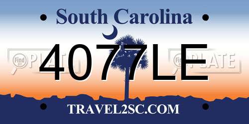 4077LE South Carolina License Plate