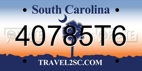 40785T6 South Carolina License Plate