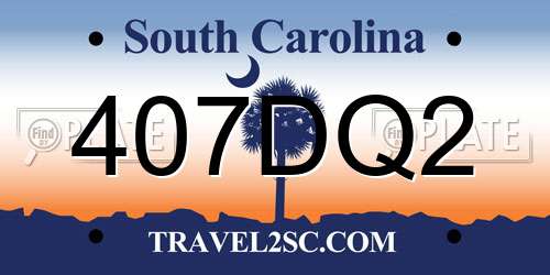 407DQ2 South Carolina License Plate