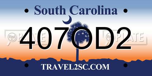 407OD2 South Carolina License Plate