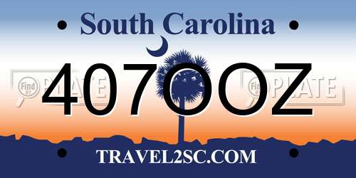 407OOZ South Carolina License Plate