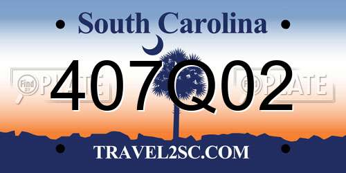 407Q02 South Carolina License Plate