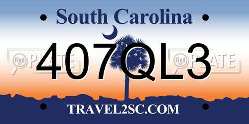 407QL3 South Carolina License Plate