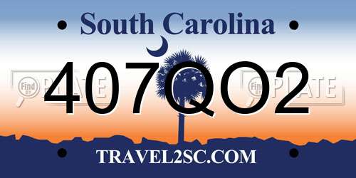 407QO2 South Carolina License Plate