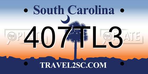 407TL3 South Carolina License Plate