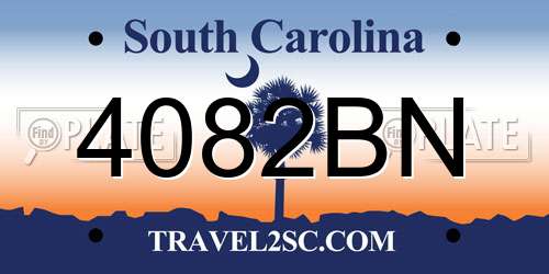 4082BN South Carolina License Plate