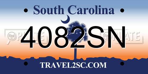 4082SN South Carolina License Plate