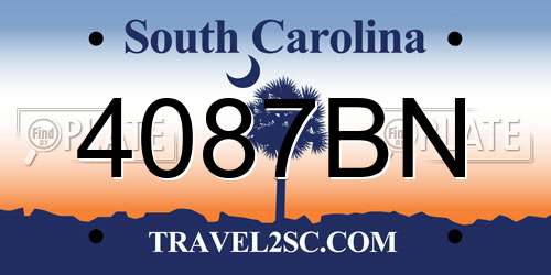 4087BN South Carolina License Plate