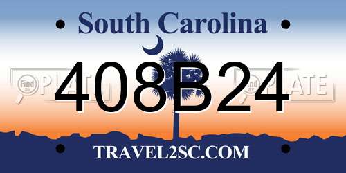 408B24 South Carolina License Plate