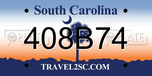 408B74 South Carolina License Plate