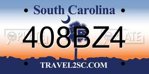 408BZ4 South Carolina License Plate