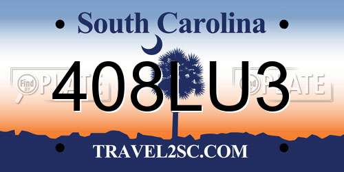 408LU3 South Carolina License Plate