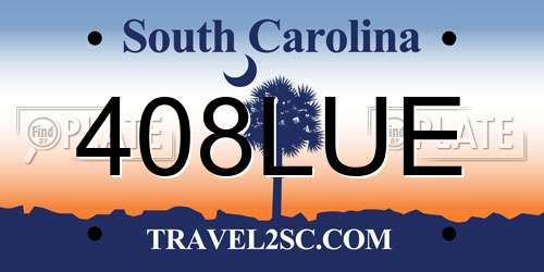 408LUE South Carolina License Plate