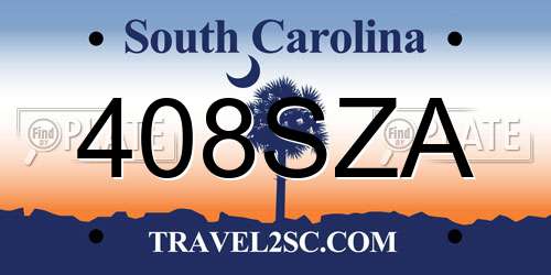 408SZA South Carolina License Plate