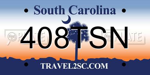 408TSN South Carolina License Plate