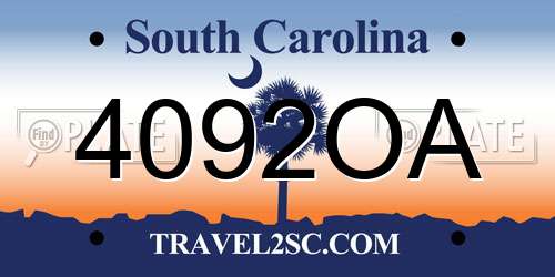 4092OA South Carolina License Plate