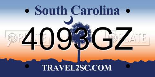 4093GZ South Carolina License Plate