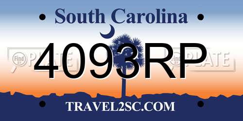 4093RP South Carolina License Plate