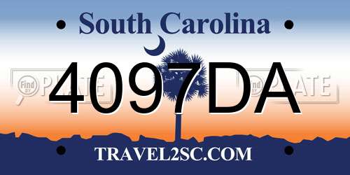 4097DA South Carolina License Plate