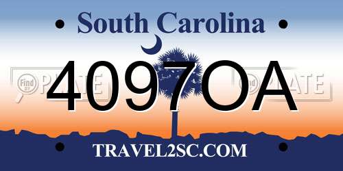 4097OA South Carolina License Plate