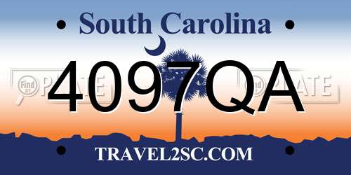 4097QA South Carolina License Plate