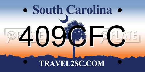 409CFC South Carolina License Plate