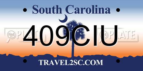 409CIU South Carolina License Plate