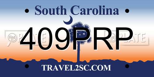 409PRP South Carolina License Plate