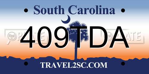 409TDA South Carolina License Plate