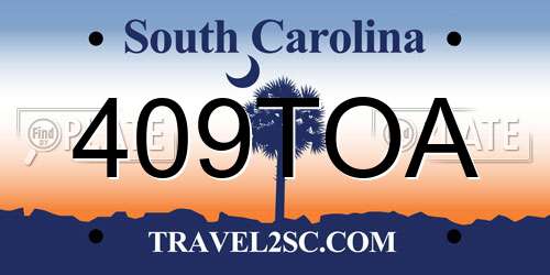 409TOA South Carolina License Plate