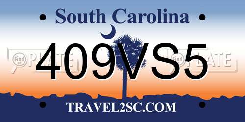 409VS5 South Carolina License Plate