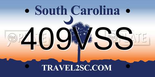 409VSS South Carolina License Plate