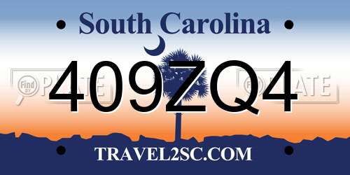 409ZQ4 South Carolina License Plate