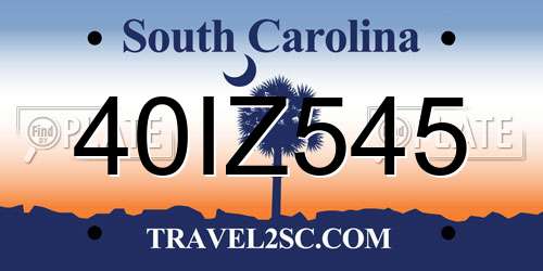 40IZ545 South Carolina License Plate