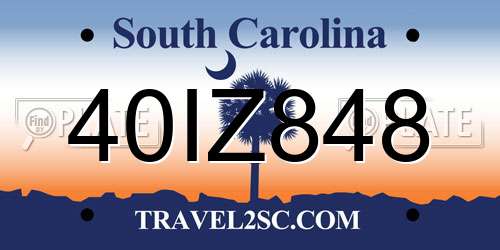 40IZ848 South Carolina License Plate