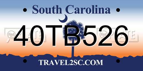 40TB526 South Carolina License Plate