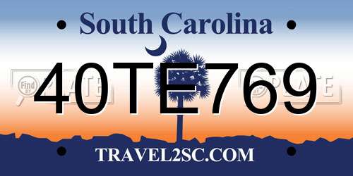40TE769 South Carolina License Plate