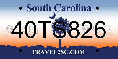 40TS826 South Carolina License Plate